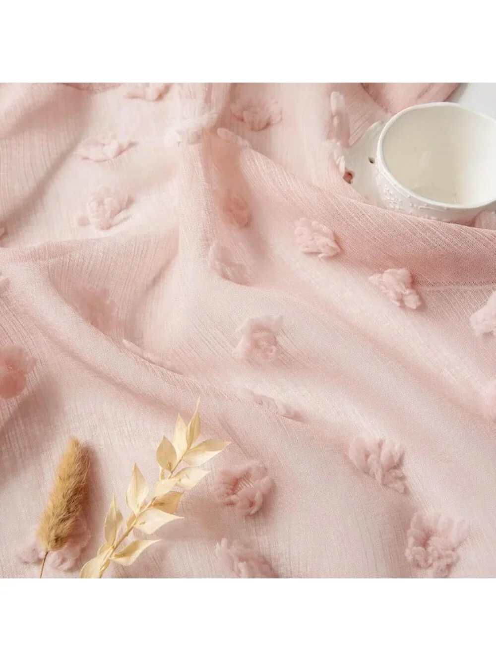 Boho Pink Sheer Curtains for Girls Room | Light Filtering Dusty Rose Drapes, 84